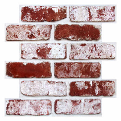 10 panneaux muraux imitation brique 3D 10 pièces, carreaux muraux auto-adhésifs en PVC brun 11,8 po x 11,8 po, panneaux de papier peint brique imperméables et résistants à la chaleur pour la cuisine, le salon, le foyer et la salle de bain - rouge