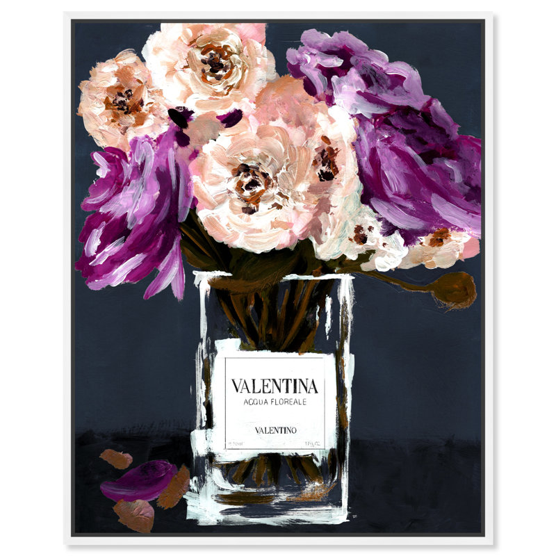 Acqua Florale Deep Florals - Peinture, Toile avec cadre blanc, H 24 po x l 16 po