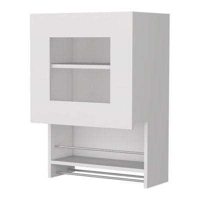 Armoire murale blanche à épices et porte-serviettes