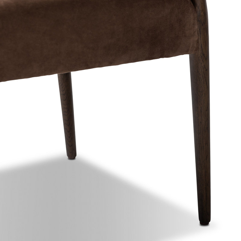 Fauteuil de salle à manger Tara Yokum, Chêne Bunrt, Nubuck cigare