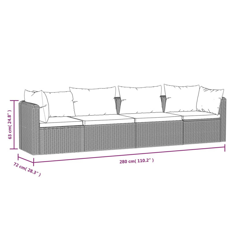 Canapé de patio rectangulaire avec coussins Sessa