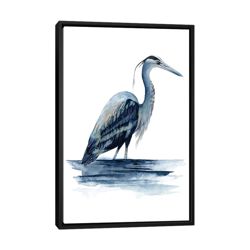 « azure héron ii », impression sur toile, H 26 po x l 18 po x p 1,5 po, Toile avec cadre noir, Pas de tapis
