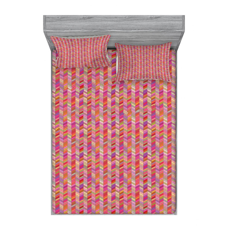 Microfiber Chevron Sheet Set, Full Sheet Set with Fitted Sheet