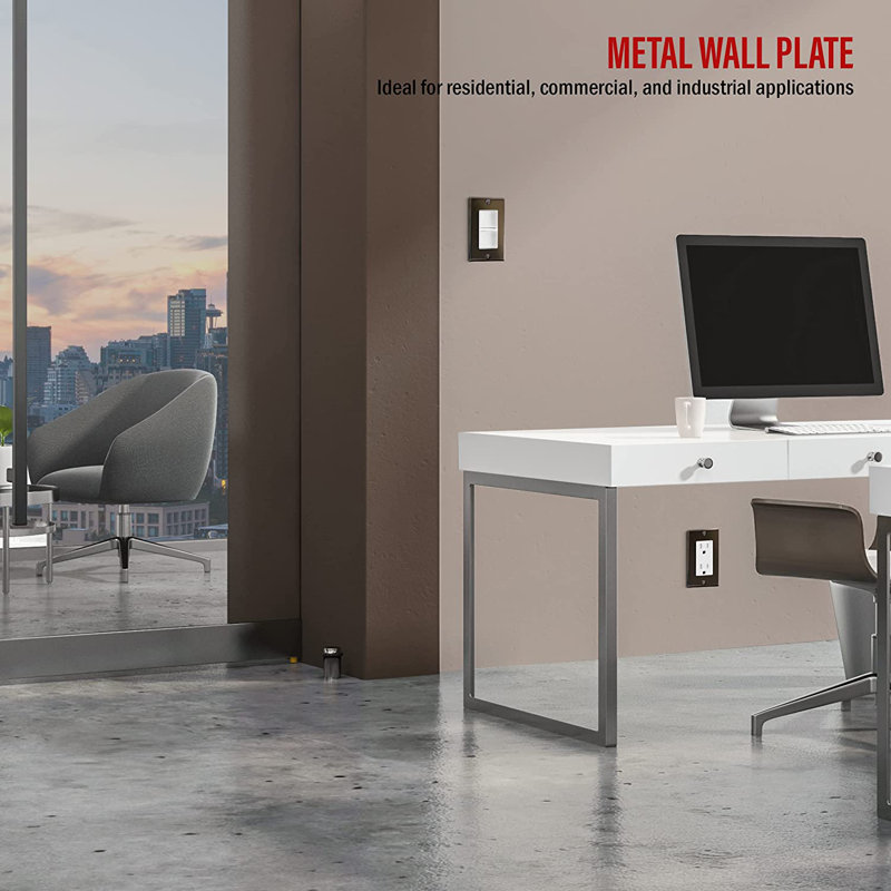 Enerlites Decorator/GFCI 1-Gang Metal Wall Plate - Polished Black (5-Pack), Polished Black