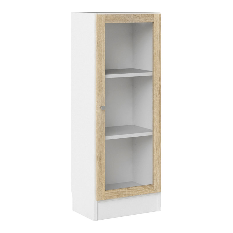 Basic Display Cabinet, White/Oak Wood
