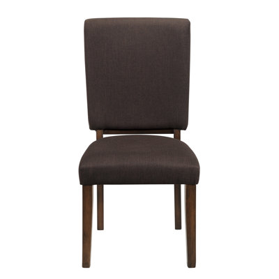 Chaises de salle à manger en bois avec finition noyer, 2 pièces, recouvertes d'un tissu brun chocolat
