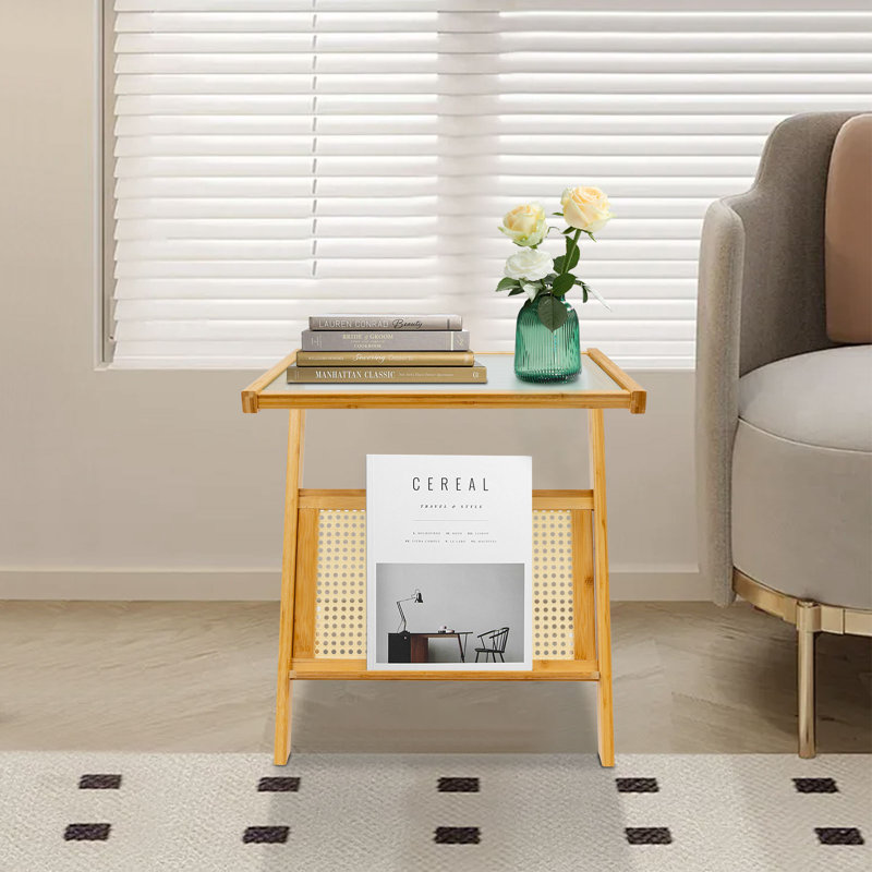 Table de bout avec plateau en verre