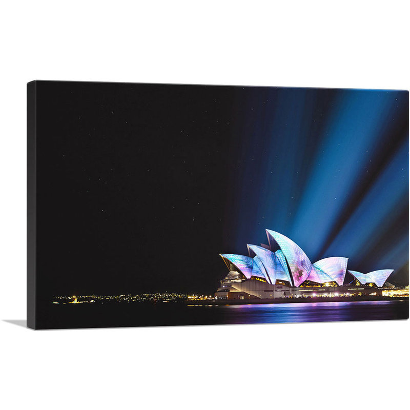 Opéra de Sydney, Spotlight, Australie - reproduction de photo sur toile tendue, H 26 po x l 40 po x 1,5 po