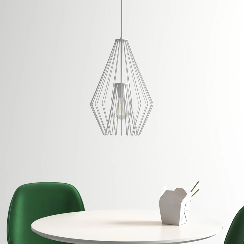 Frankie 1 - Light Unique/Statement Pendant, 18.5" H x 12.25" W x 12.25" D, White