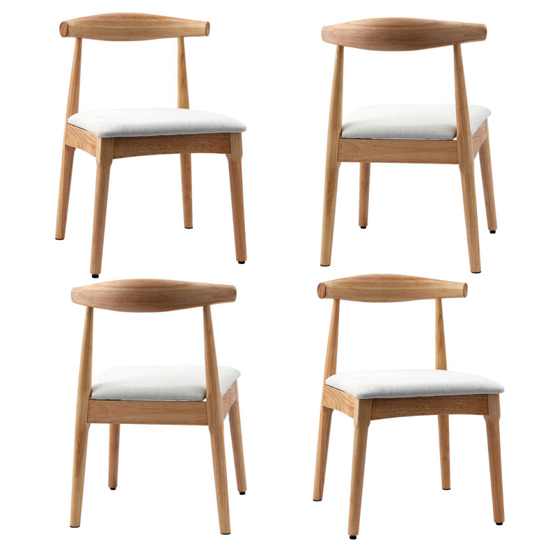 Ensemble de 4 chaises de salle à manger en bois massif, chaises d'appoint rembourrées, 4 pièces en bois véritable avec coussin
