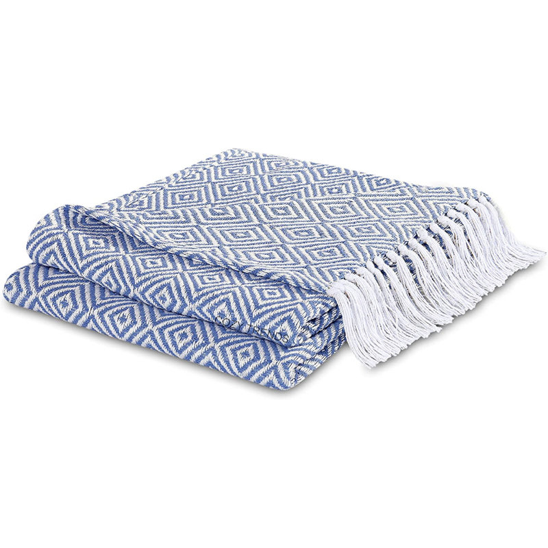 Hand Woven Throw Blanket, Blue