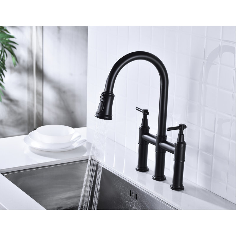 Robinet de cuisine noir mat avec robinet rétractable - Ajustement précis de la température et du débit, buse rotative à 360 degrés, laiton fin et gestion,