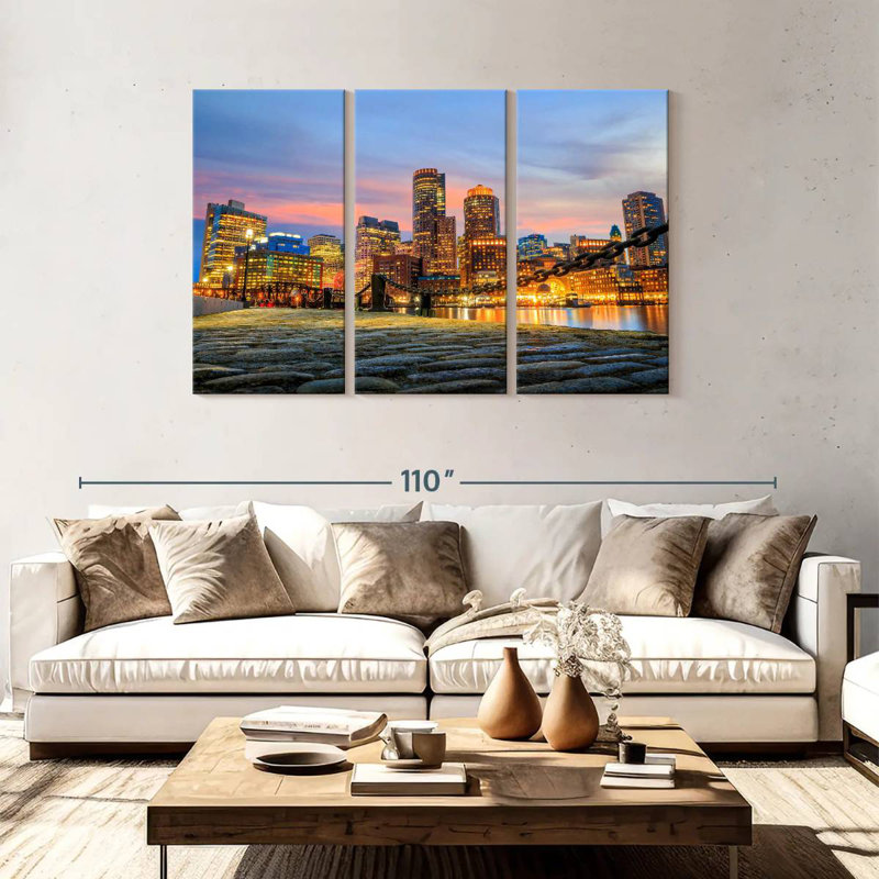 Lumières du port de Boston, H 48 po x l 74 po