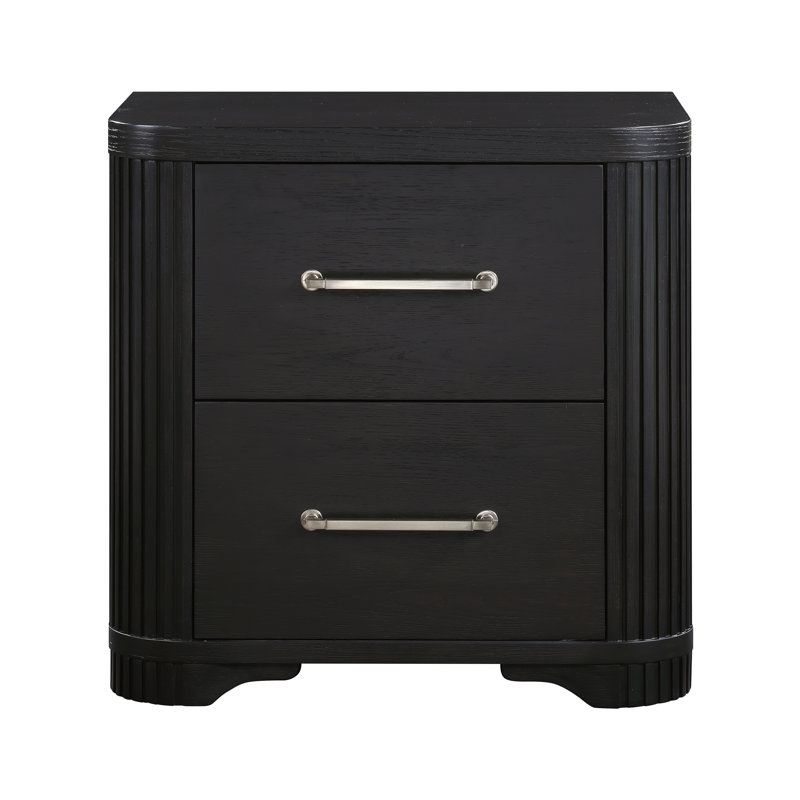 Table de chevet moderne à finition gris anthracite avec tiroirs en queue d'aronde - Table de chevet élégante de style moderne | Idée de cadeau