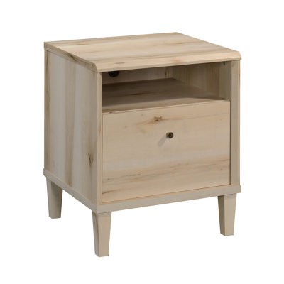 Table de chevet Coastal avec grand tiroir, finition brune