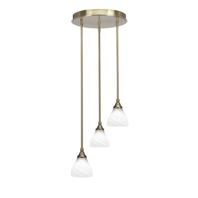 Luminaire suspendu suspendu en grappe à 3 lumières avec verre de marbre blanc 6,25 po Myrtie