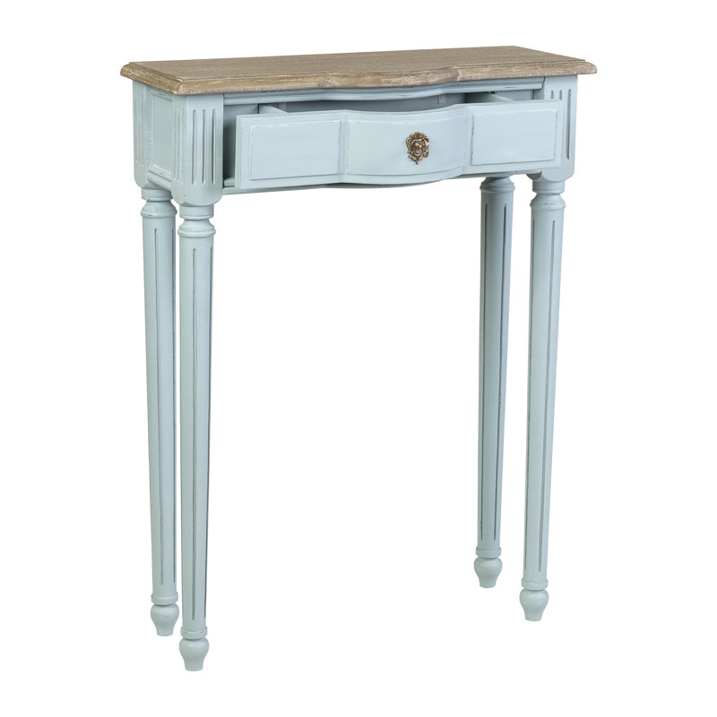 Josephine Light Blue Solid Wood 1-Drawer Console Table