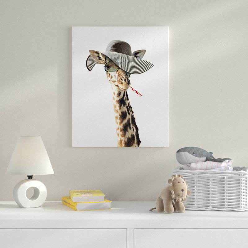 Girafe habillé, Toile tendue, H 14 po x l 11 po x P 0,75 po