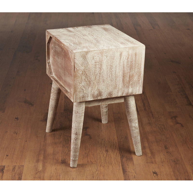 Weathered Sand Solid Wood Two Drawer Side Chest