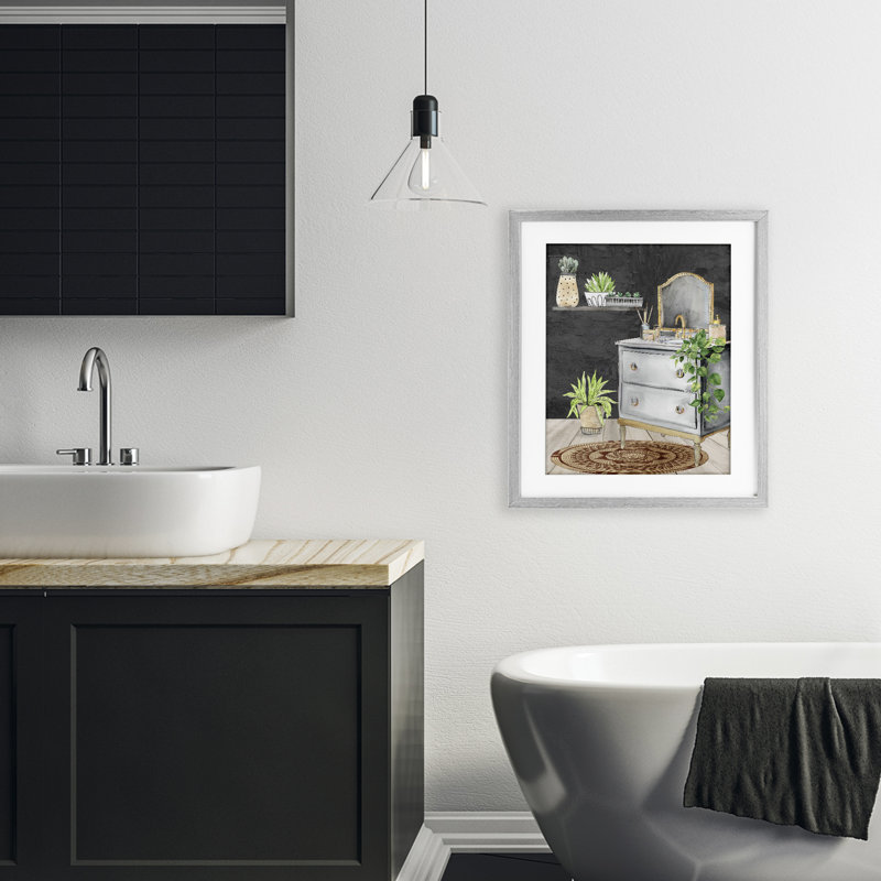 Ensemble de meuble-lavabo Relaxed Green, impression par Kim Allen, Cadre de ferme gris, H 21 po x l 17 po