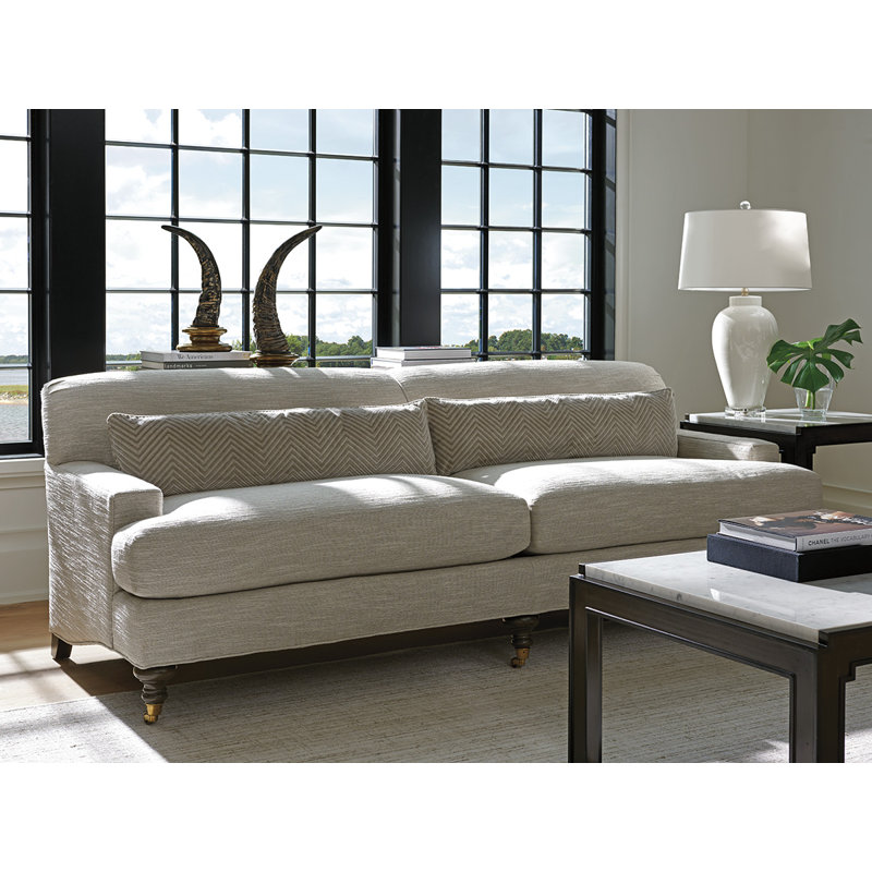 Beige Acrylic 88'' Sofa with Down Fill and Removable Cushions