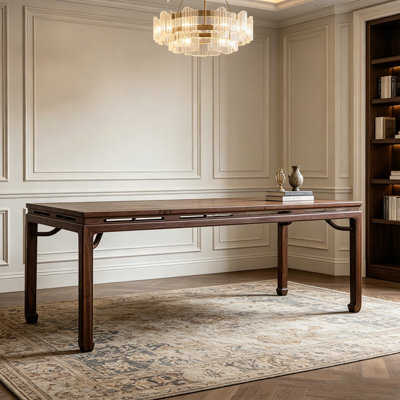 Dark brown elm solid wood practical desk