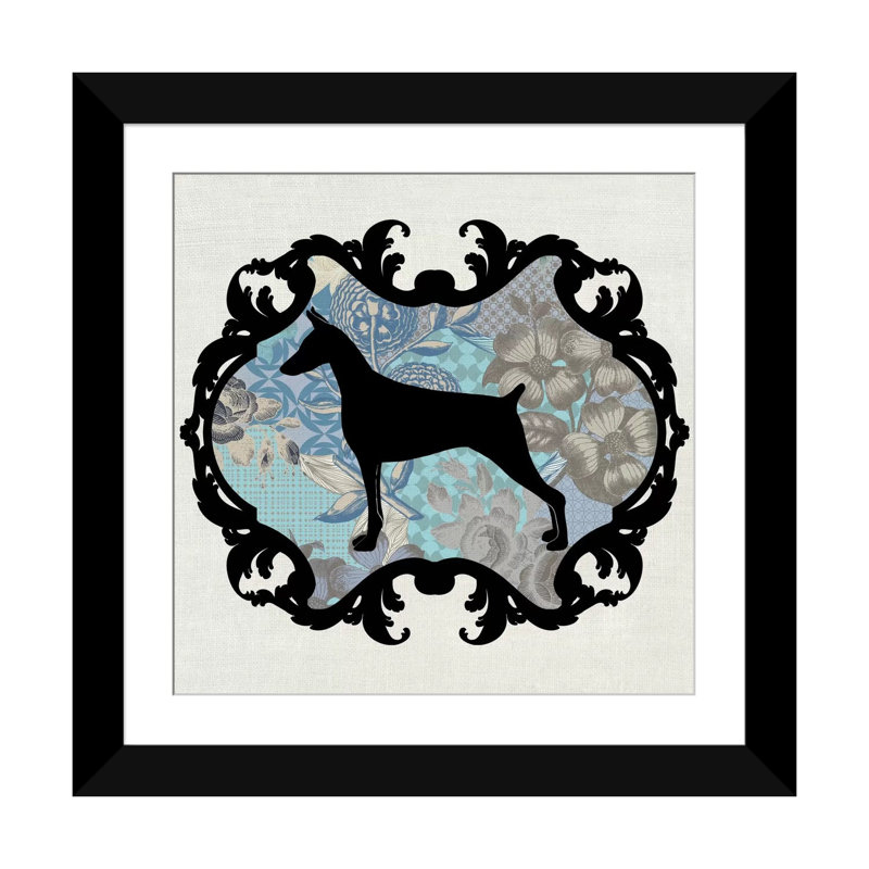 « doberman i », reproduction sur toile tendue "5by5collective, H 16 po x l 16 po x P 1 po, Papier d'art encadré noir, Blanc