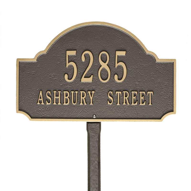 Fitzwilliams 2-Line Lawn Address Sign, Bronze/Gold, Yes