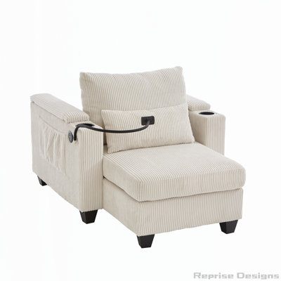 Méridienne convertible 37,4 po avec ports USB, deux porte-gobelets pour le salon