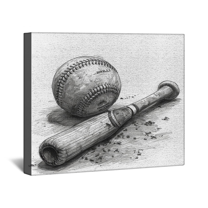 Baseball toile tendue avec châssis - décoration murale sport en plusieurs tailles, 20 po x 24 po