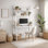 Bureau à domicile, 60 pouces, blanc, 3 tablettes décoratives de style échelle moderne