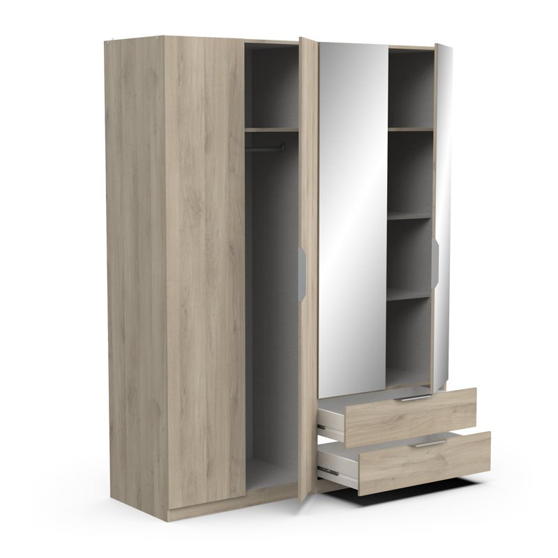 Nurin 4 Door Manufactured Wood Wardrobe, Brown