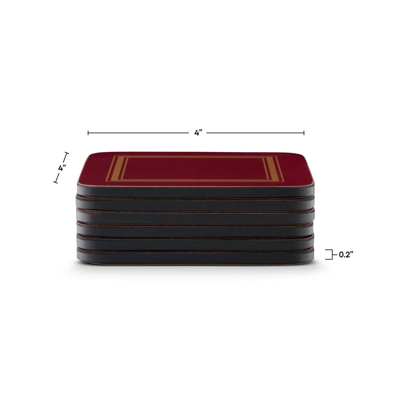 Pimpernel Classic Coasters 4"X 4", Burgundy