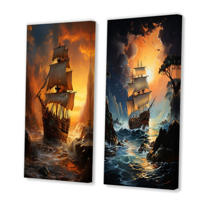 «Pirate Boat Plunderers Legacy», 2 pièces, Toile tendue, H 32 po x l 32 po