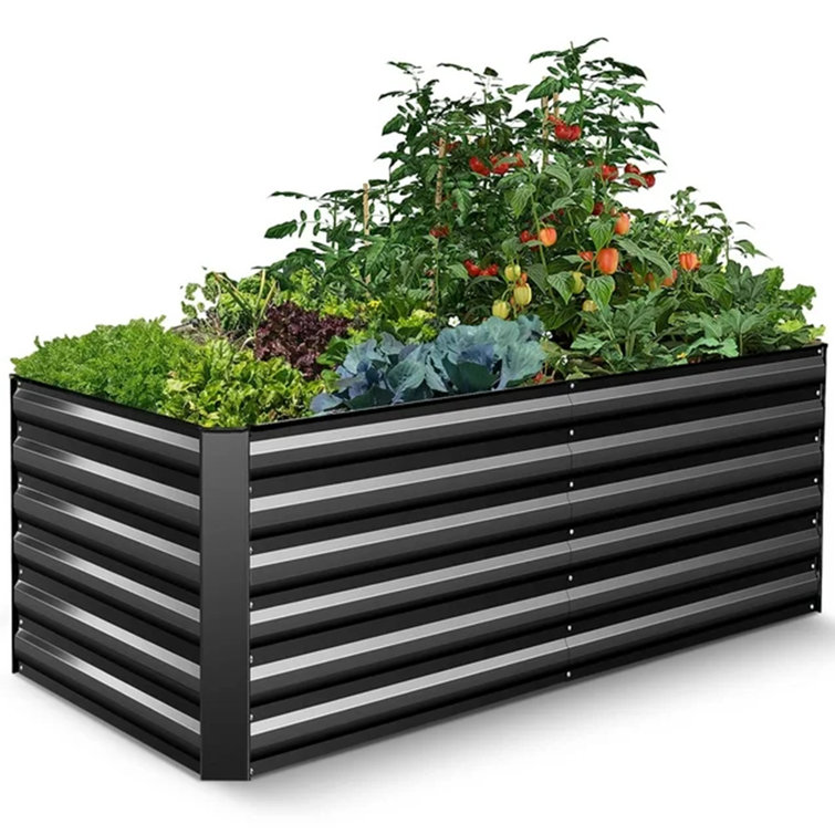 Belisle 6 ft x 3 ft Galvanized Metal Outdoor Raised Garden Bed Planter Box for Vegetables, Fruits