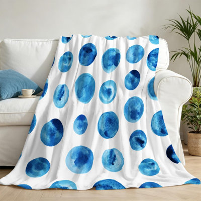 Jeté en flanelle bleue ultra douce, imprimé recto rétro