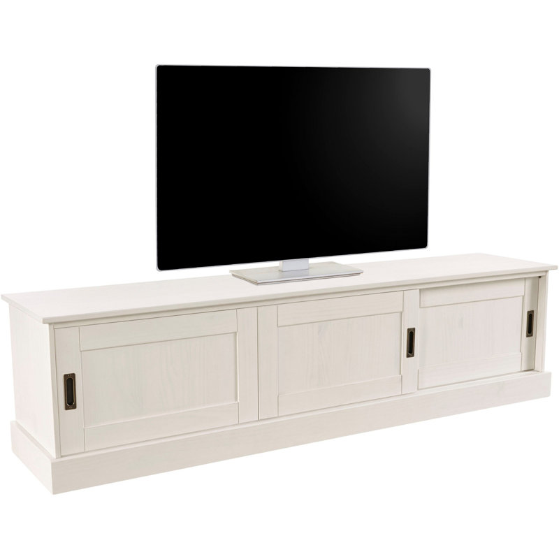 Abriana Unfinished TV Stand with Fireplace Included, White