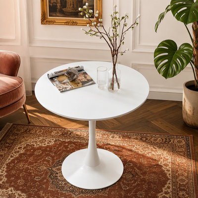 Modern Round Dining Table, ∅31.5'' Kitchen Dining Room Furniture, Coffee Table, Leisure Table, Living Room Table, Oval Dining Table, WHTIE