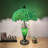 Haydee Tiffany Table Lamp Green Leaves Stained Glass Shade And Base LED Bulbs Included 12"W*12"D*22"H -1807225049