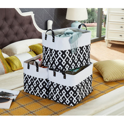 Foldable Storage Bin | Collapsible Sturdy Fabric Storage Basket Container W/Handles