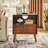 Mid Century Modern Nightstand with Fluted Hollow Door Panel, Built-in 2 AC Outlets & 2 USB Charging Ports, P2 Eco MDF Solid Wood Legs, 1 Drawer & Open Storage Shelf Easy Assembly