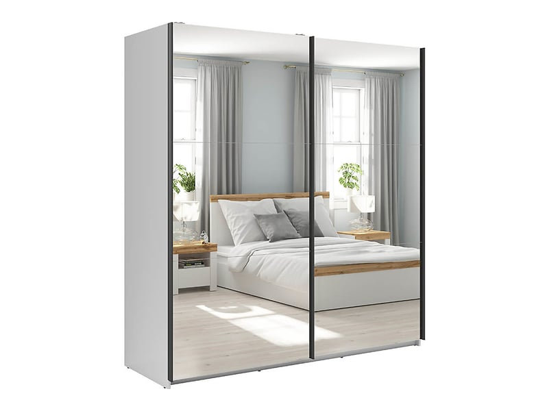Manufactured Wood Wardrobe, 196cm H x 184cm W x 60cm D, White Gloss