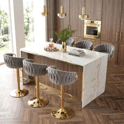Swivel Upholstered and Velvet Bar Stool