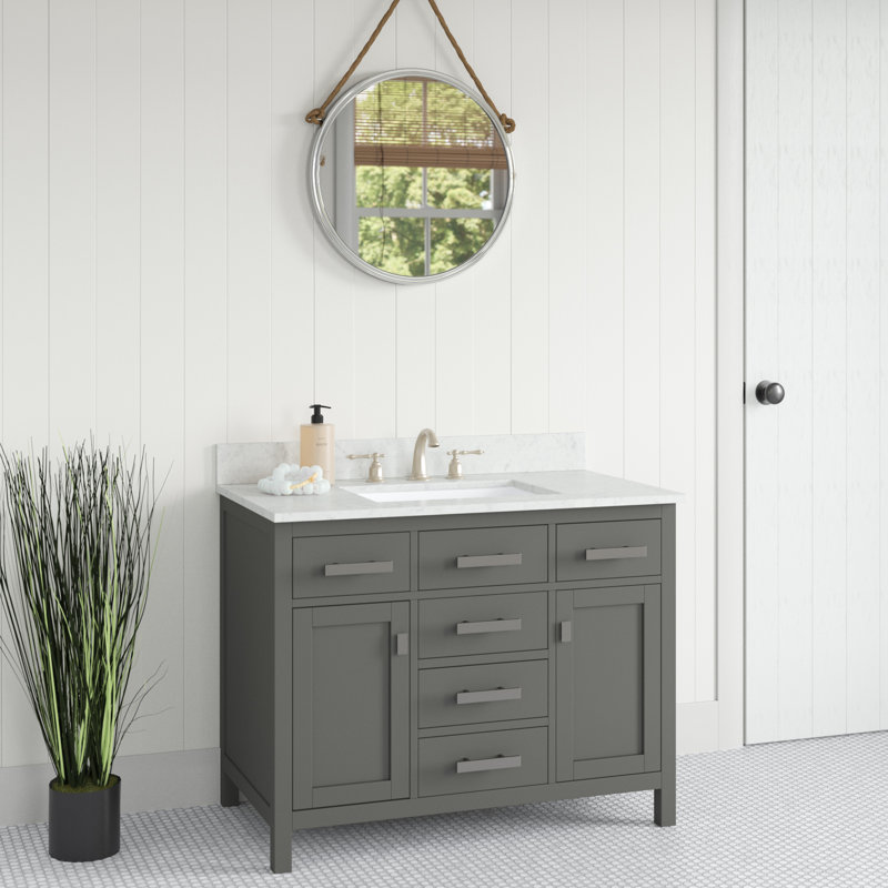 Ensemble de meuble-lavabo simple 42 po Willisville, Nickel brossé, gris