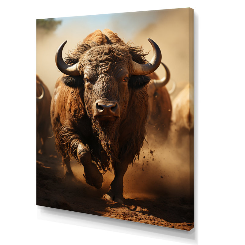 Kembre Native Art Buffalo Thunder - impression, H 40 po x l 30 po x P 1,5 po, Toile tendue