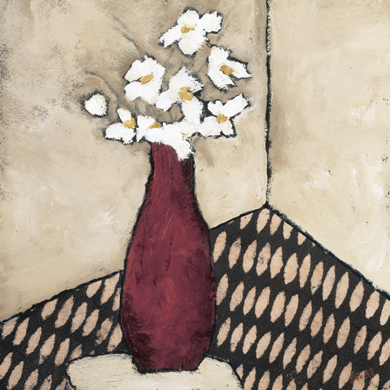 Vase rétro rouge, H 20 po x l 20 po x P 1,25 po