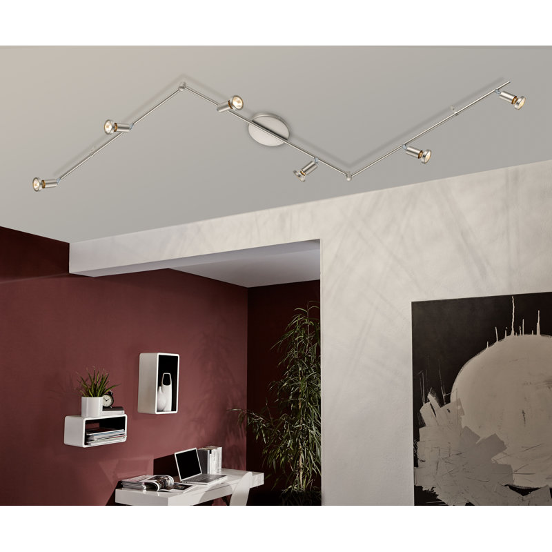 Nichols 74.41'' 6 -Light Swing Arm Track Track Kit with Dimmable and Adjustable Head, Matte Nickel