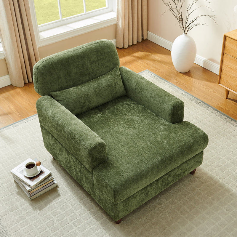 Chaise longue d'intérieur rembourrée 36 po, Olive
