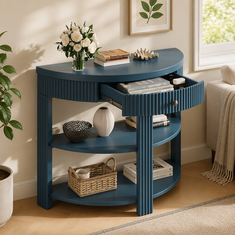 Console avec tiroir et tablettes, Navy, Navy, Navy