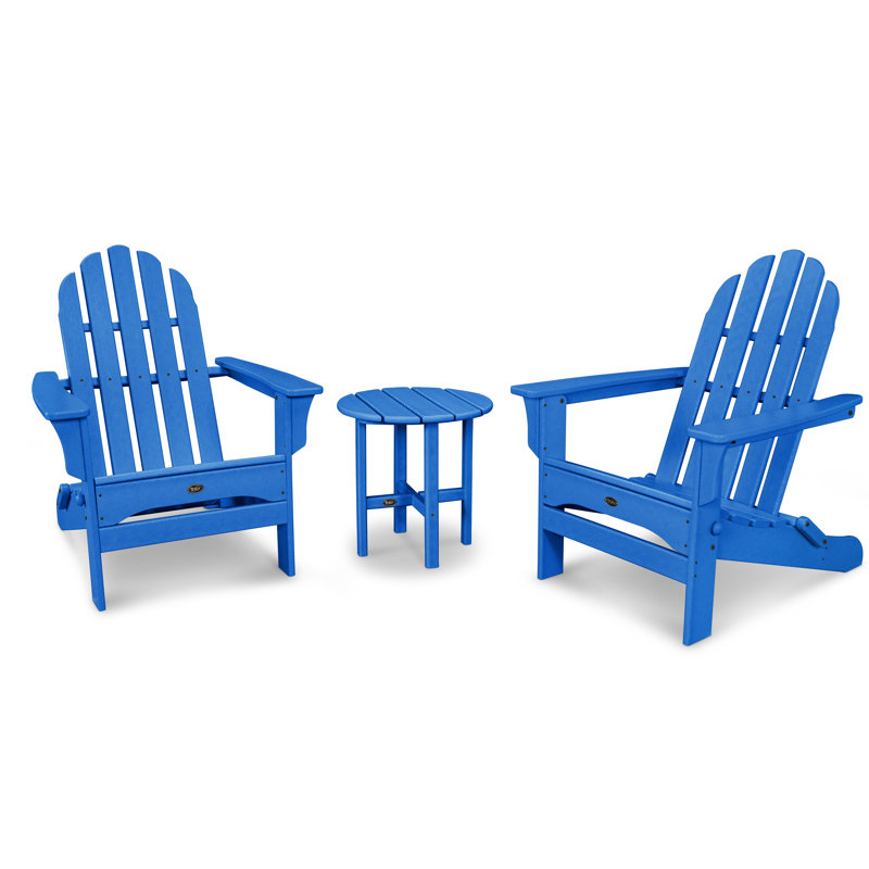 Ensemble Adirondack pliant POLYWOOD avec table d'appoint Cape Cod, Bleu pacifique